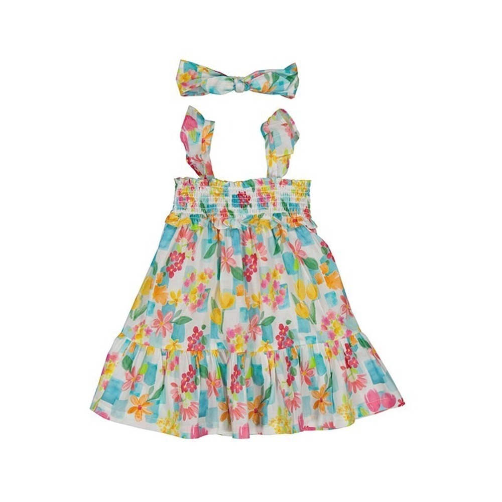 MAYORAL Euro Boutique NWT Smocked Floral 2pc Dress with Headband Girls 8